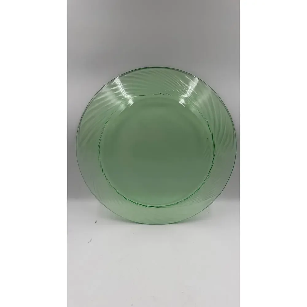 Pyrex Festiva Spring Green Swirl Rim Glass Dinner Plates 12